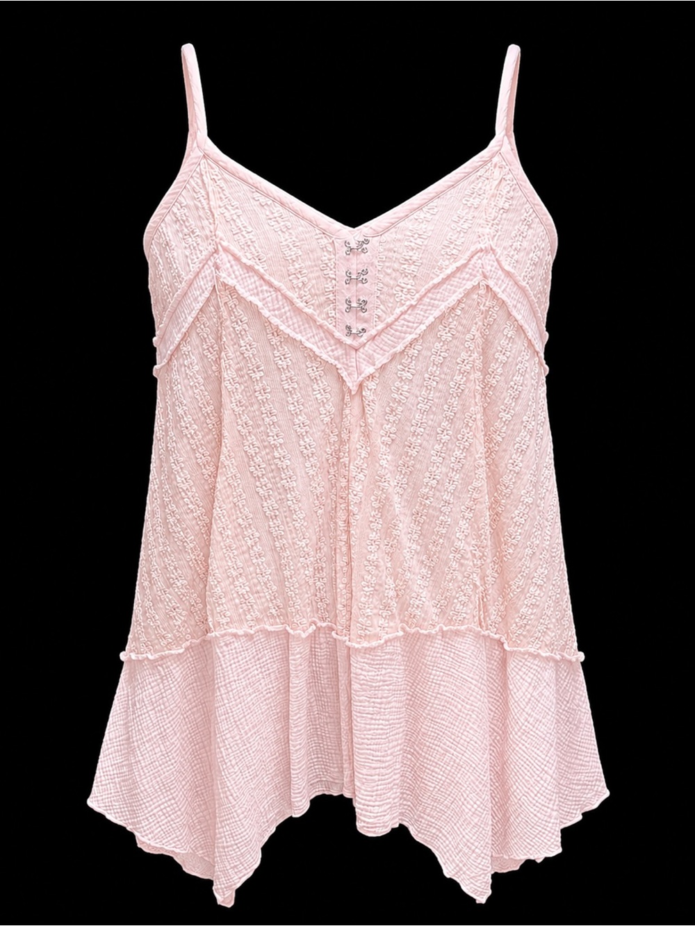 POL NWOT Pink lace tunic cami top or mini dress w/adjustable straps Size Small